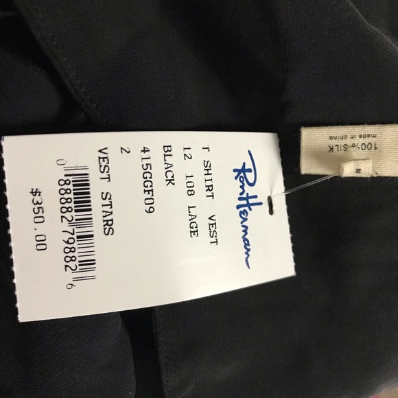 $350 L'Agence Womens Silk T Shirt Vest Stars Black - Picture 6 of 7